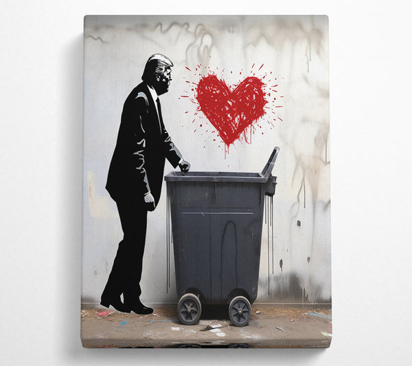  A Canvas Print of Donald Trump Heart Graffiti Wheelie Bin Canvas Wall Art