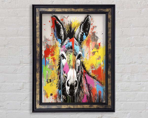 Donkey Paint Splash Framed Print
