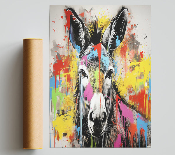 Donkey Paint Splash Giclee Print