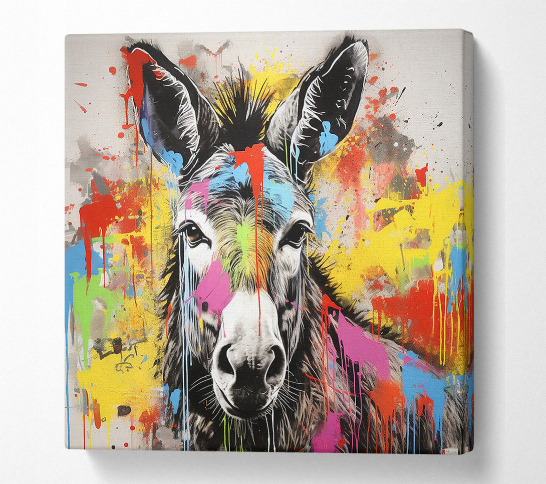  A Canvas Print of Donkey Paint Splash Canvas Print