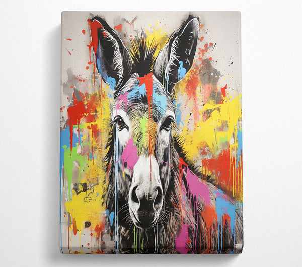  A Canvas Print of Donkey Paint Splash Canvas Print