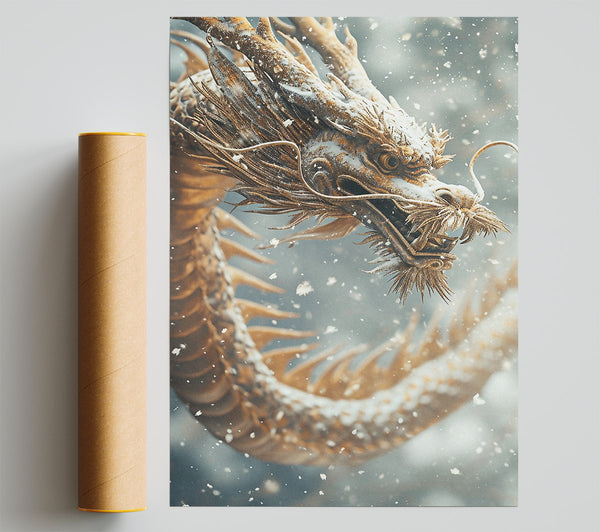 Dragon In The Snow Sky Print