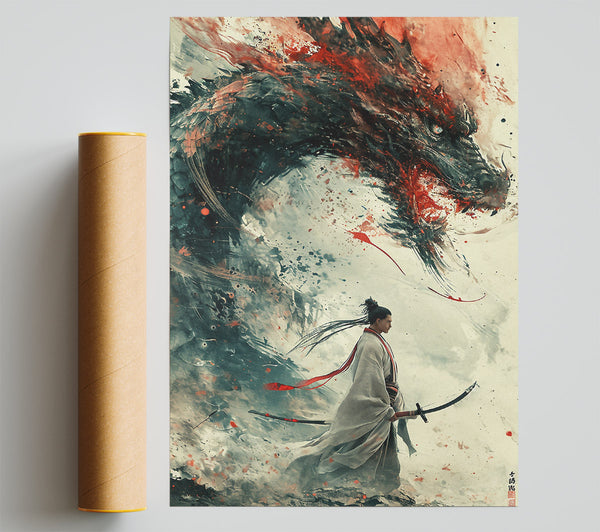 Dragon Samurai Warrior Print