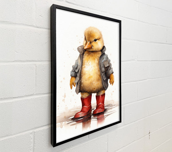 Duckling In Wellington Boots And Raincoat