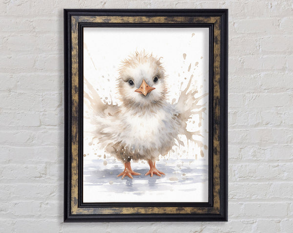 Duckling Splash Watercolour Framed Print