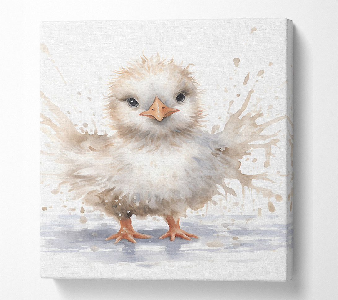  A Canvas Print of Duckling Splash Watercolour Canvas Art