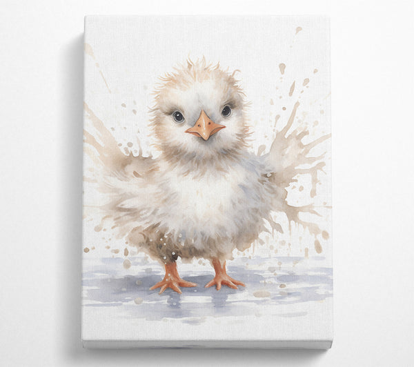  A Canvas Print of Duckling Splash Watercolour Canvas Art