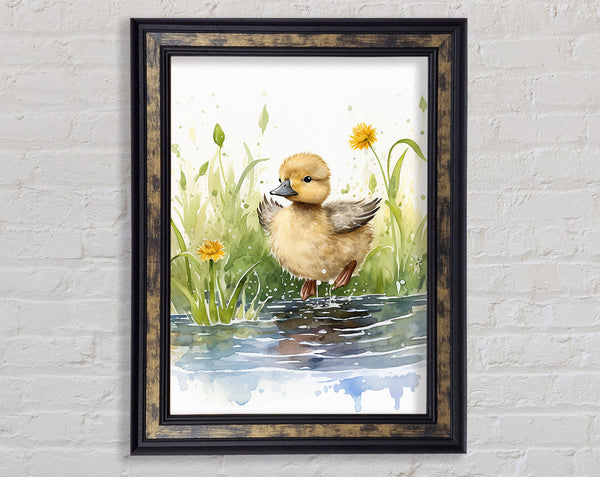 Duckling Watercolour Framed Print