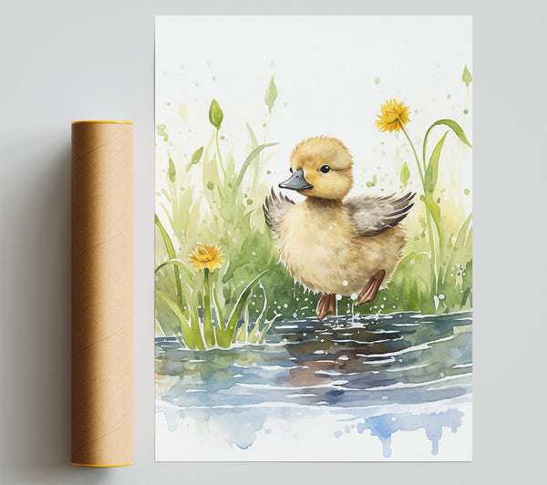 Duckling Watercolour Print