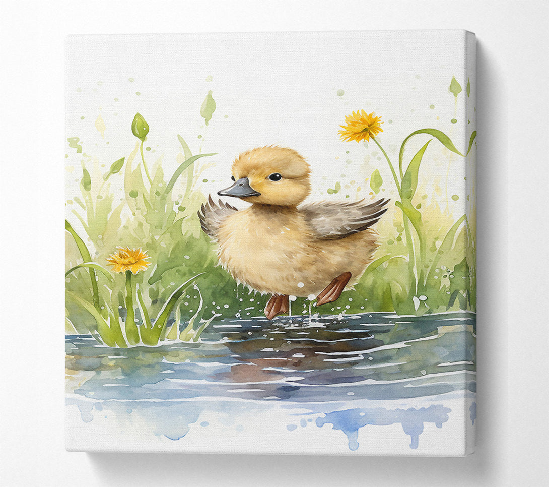  A Canvas Print of Duckling Watercolour Canvas Wall Art