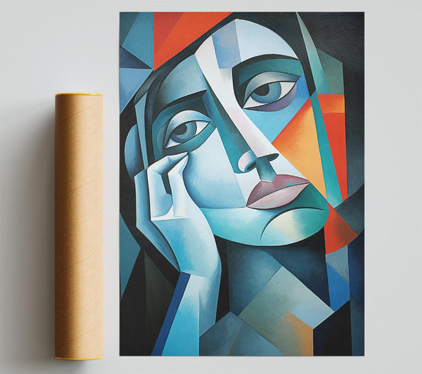 Face Shapes Cubism Poster