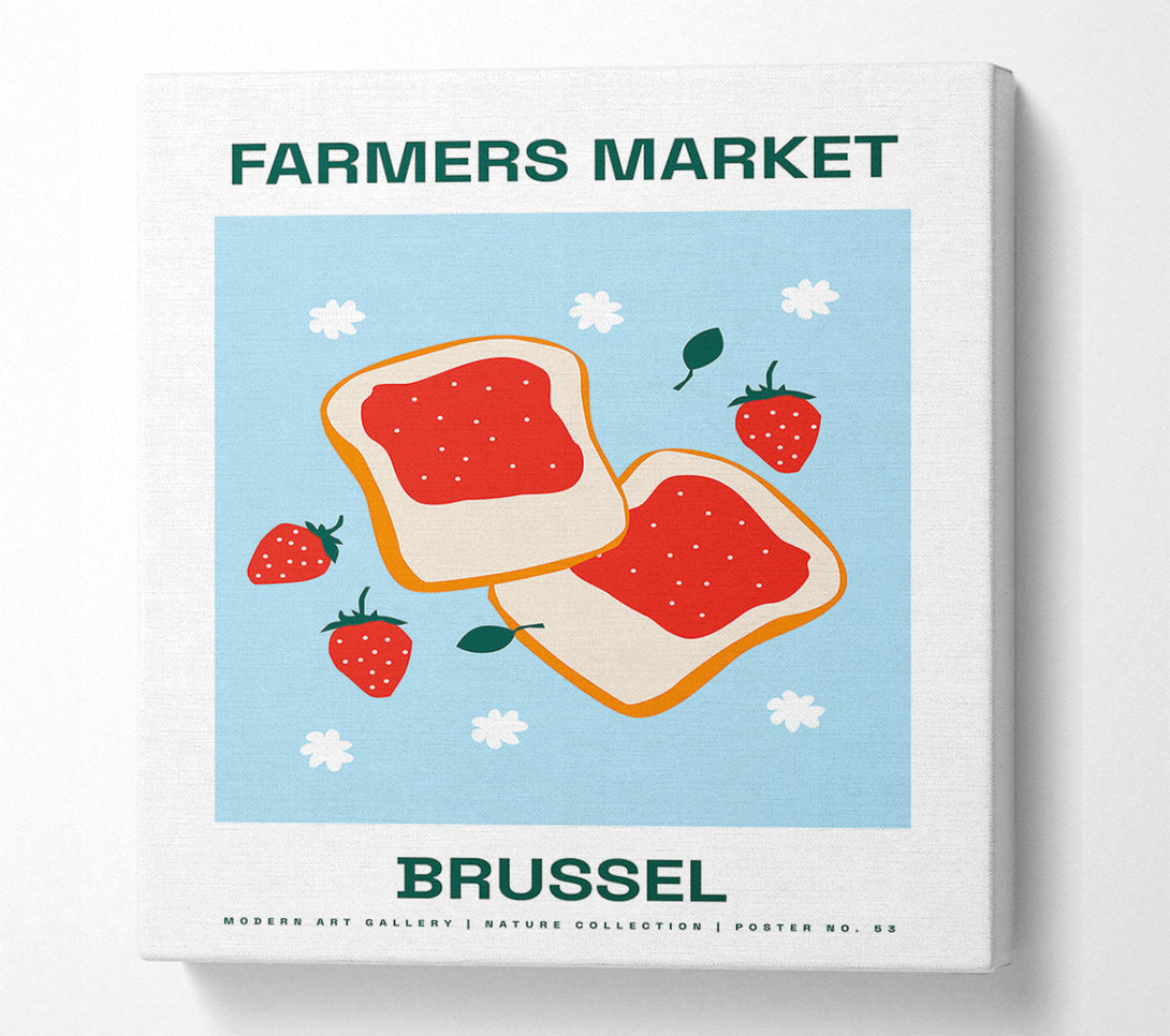  A Canvas Print of Farmers Market Brussel Canvas Wall Art