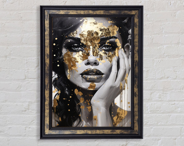 Fashion Lady Gold Flakes Framed Print