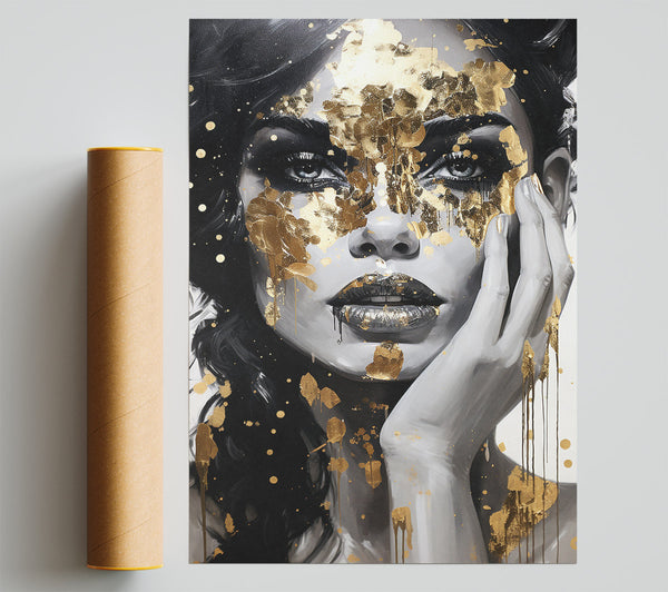 Fashion Lady Gold Flakes Print