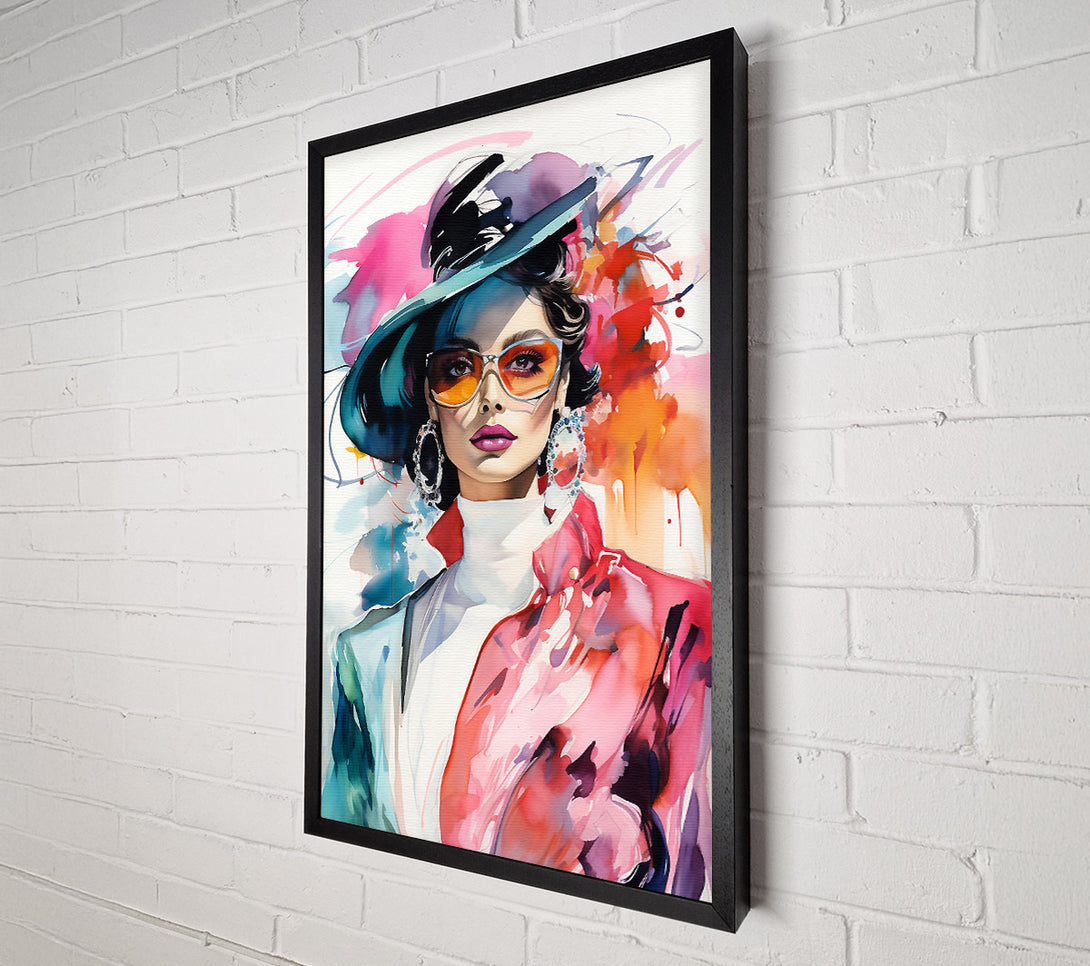  A Canvas Print of Fashion Lady In Glasses Canvas Wall Art