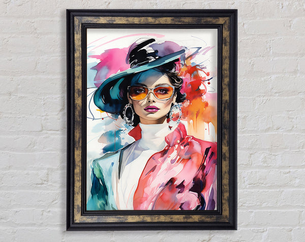 Fashion Lady In Glasses Framed Print