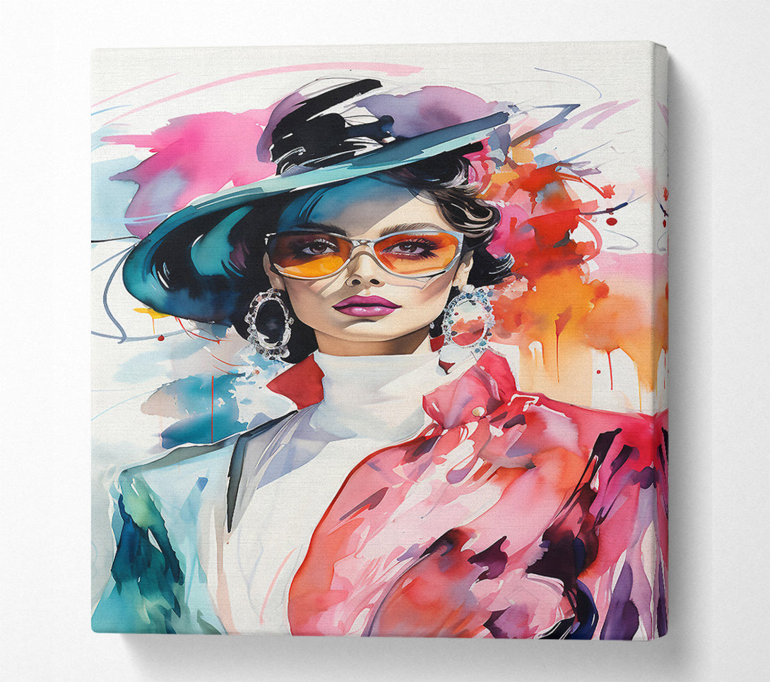  A Canvas Print of Fashion Lady In Glasses Canvas Wall Art
