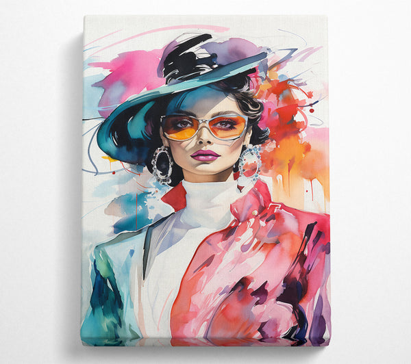  A Canvas Print of Fashion Lady In Glasses Canvas Wall Art