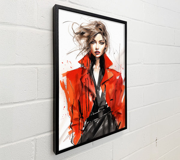 Fashion Red Coat Woman