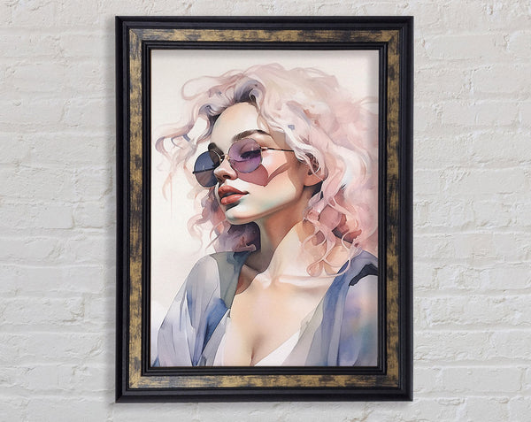 Fashion Woman Pink Hair Framed Print