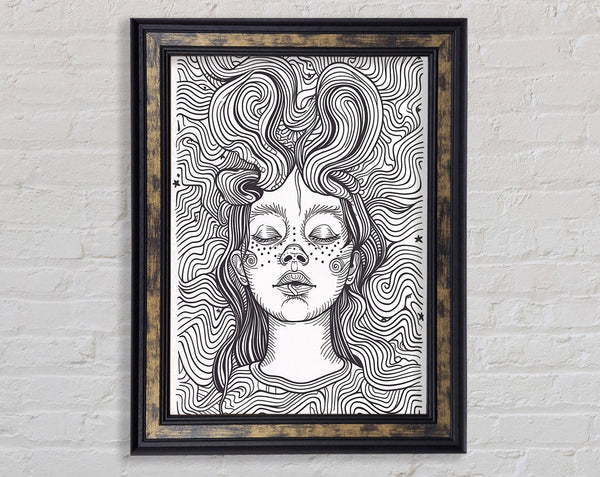 Flow Of Hair Lines Framed Print