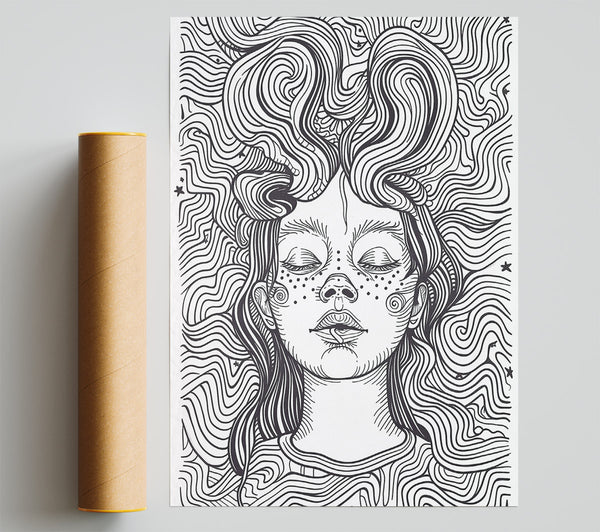 Flow Of Hair Lines Giclee Print