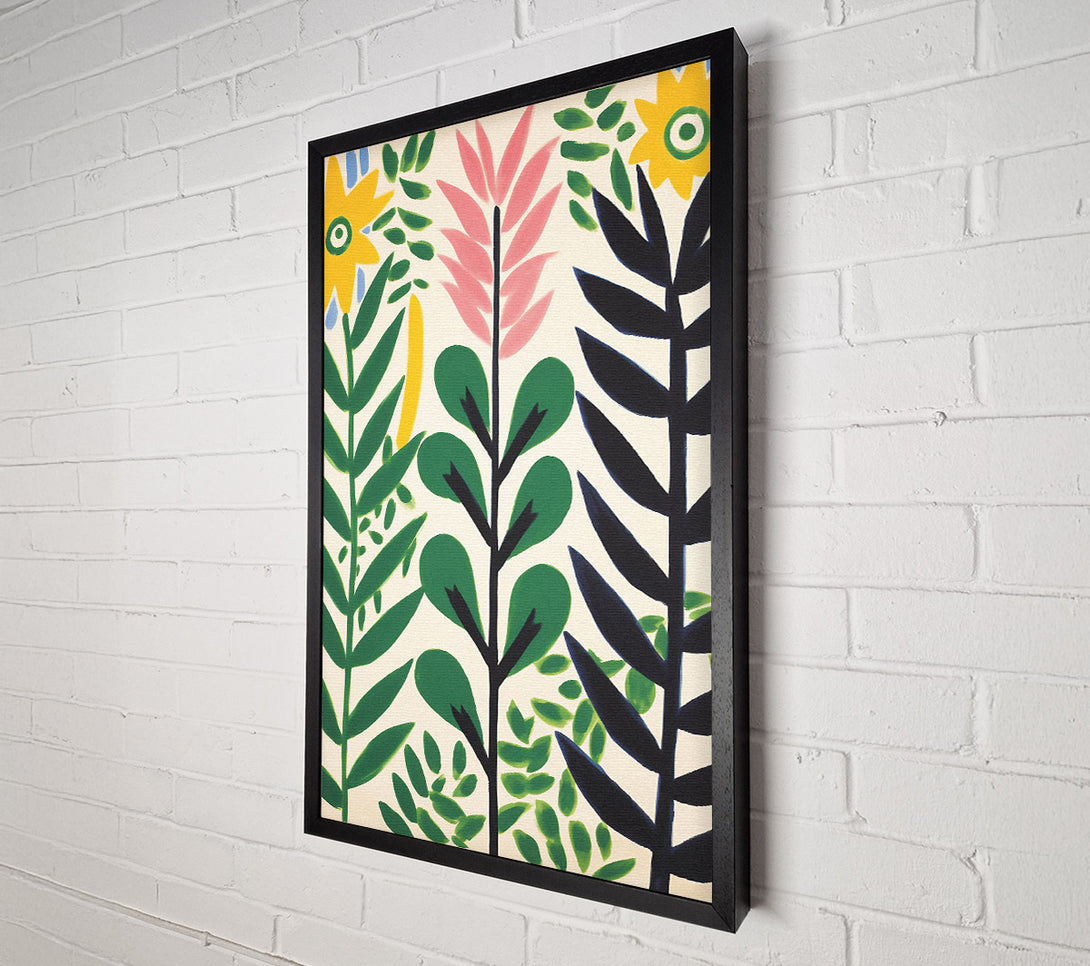  A Canvas Print of Flower And Leaves Minimalist Brush Strokes Canvas Print