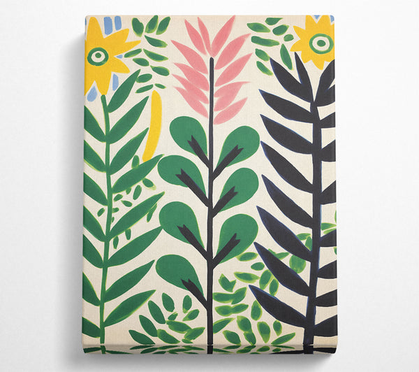  A Canvas Print of Flower And Leaves Minimalist Brush Strokes Canvas Print