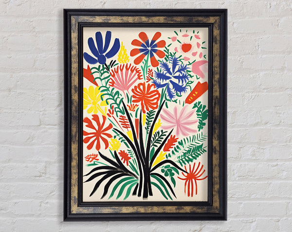 Flower Bouquet Brush Strokes Framed Print