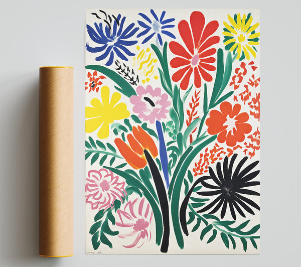 Flower Brush Strokes Poster