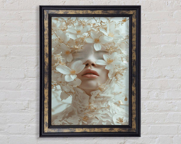 Flower Face Walnut Framed Print