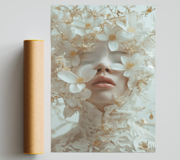 Flower Face White Print