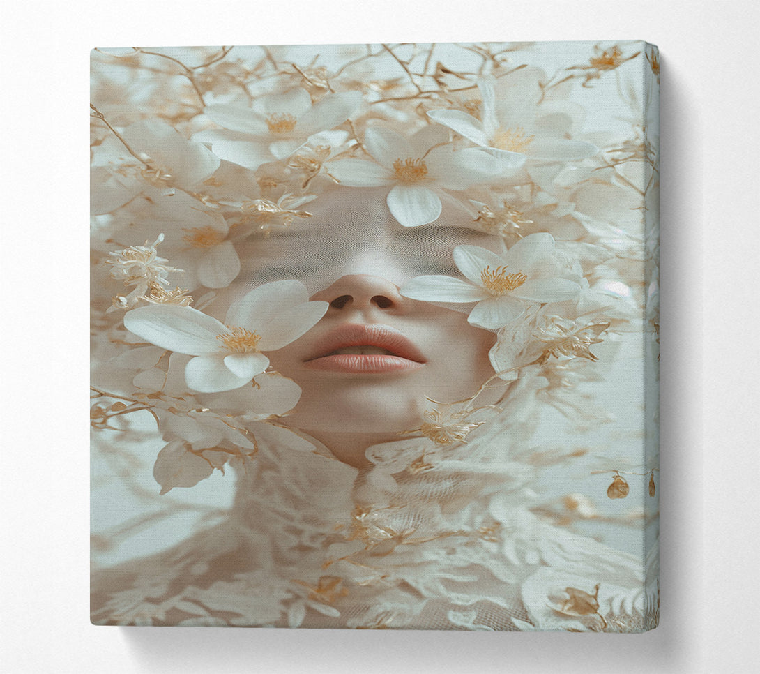  A Canvas Print of Flower Face White Canvas Wall Art
