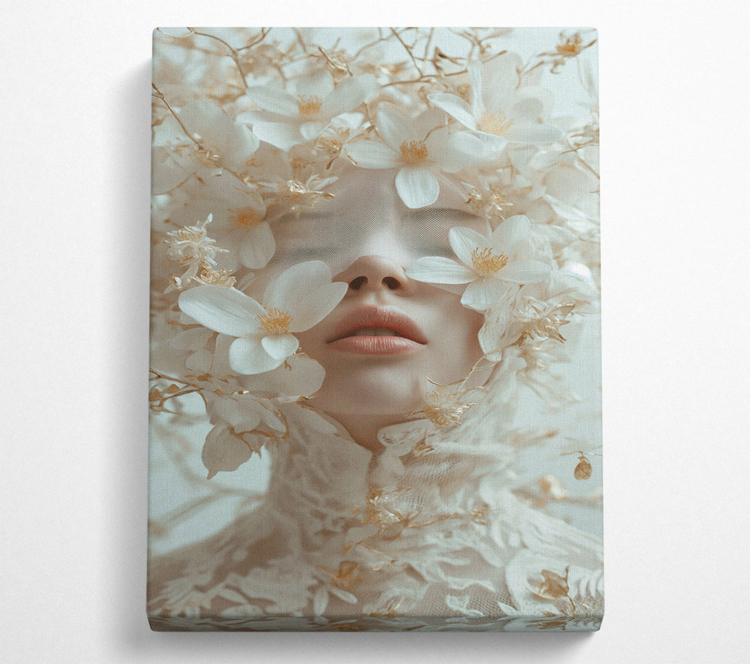  A Canvas Print of Flower Face White Canvas Wall Art