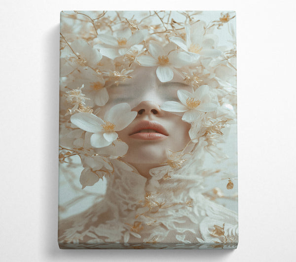  A Canvas Print of Flower Face White Canvas Wall Art