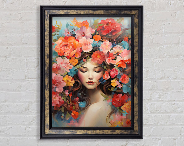 Flower Hair Lady Framed Print