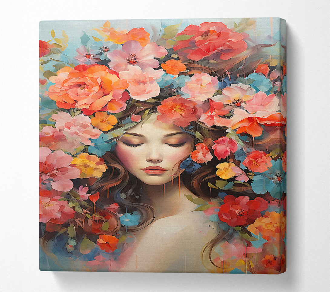  A Canvas Print of Flower Hair Lady Canvas Art