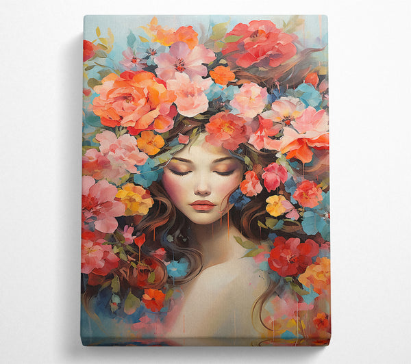  A Canvas Print of Flower Hair Lady Canvas Art