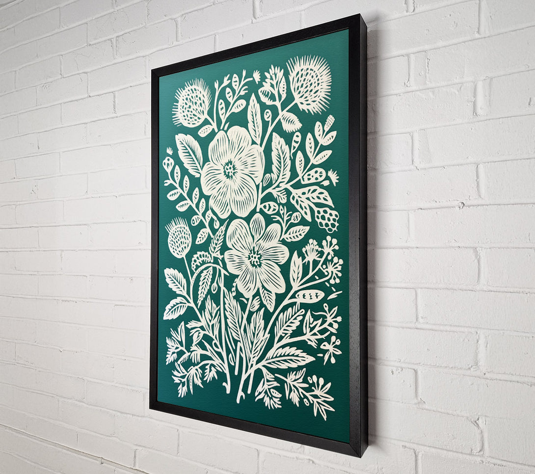  A Canvas Print of Flower Lino Print Canvas Art