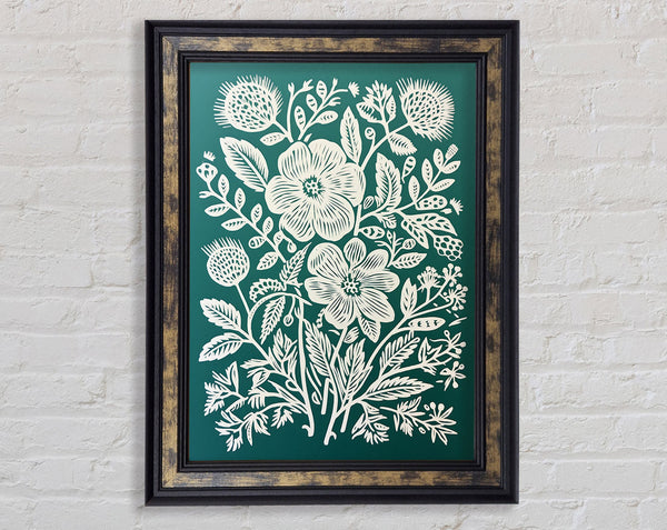 Flower Lino Print Framed Print