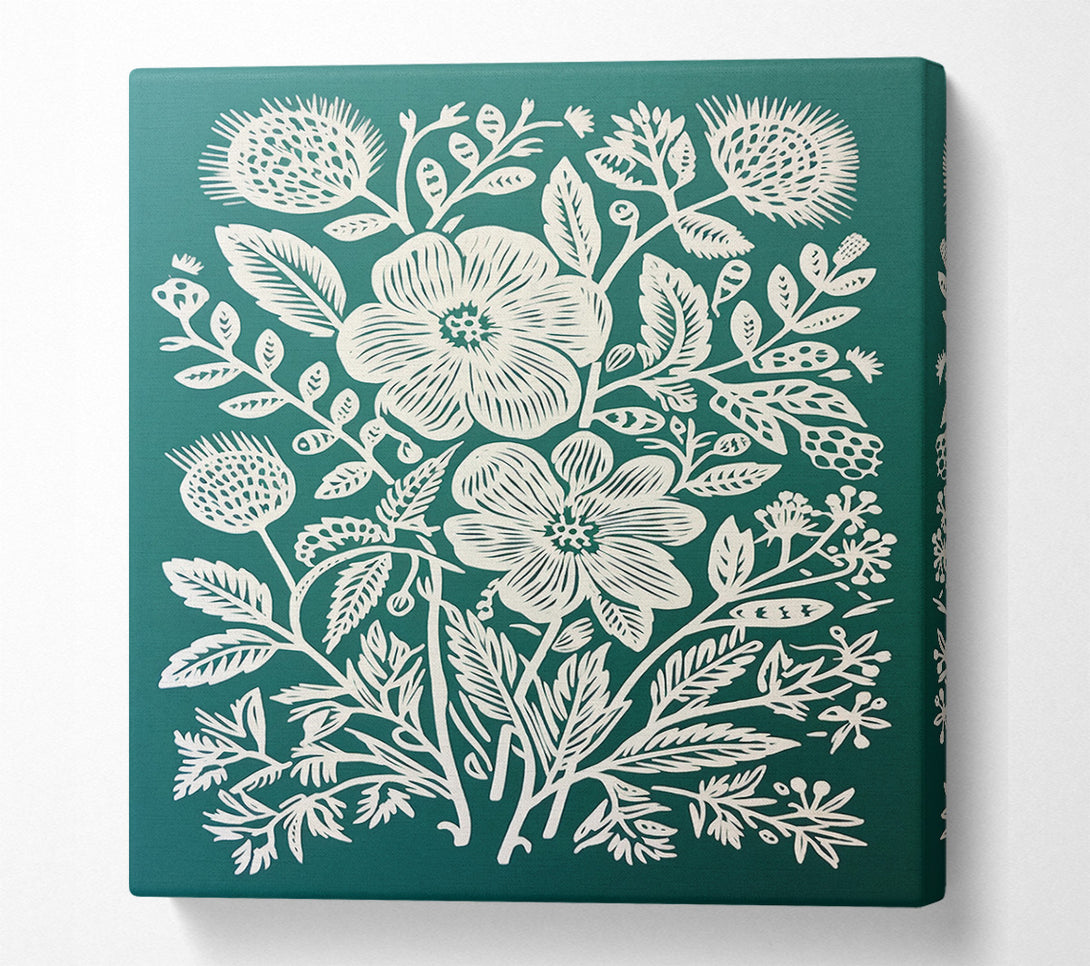  A Canvas Print of Flower Lino Print Canvas Art