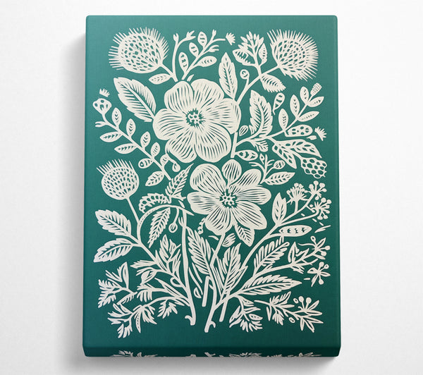  A Canvas Print of Flower Lino Print Canvas Art
