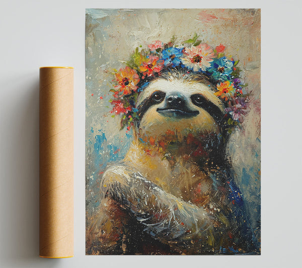Flower Sloth Giclee Print