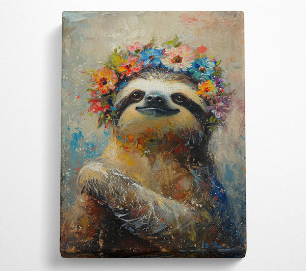  A Canvas Print of Flower Sloth Canvas Print
