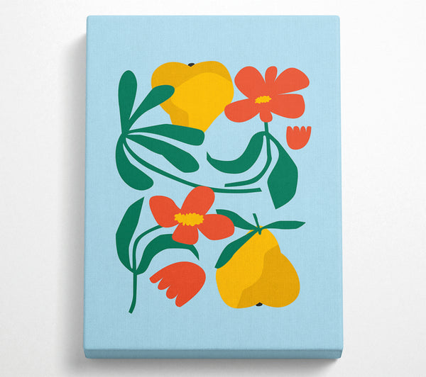  A Canvas Print of Flowers And Pears Bohemian Canvas Wall Art