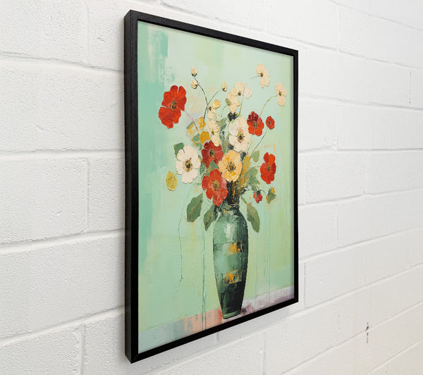 Flowers In A Green Vase