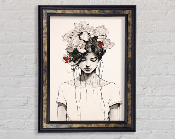 Flowers In Her Hair Framed Print