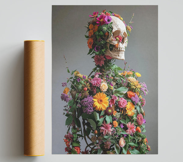 Flowers On A Skeleton Print