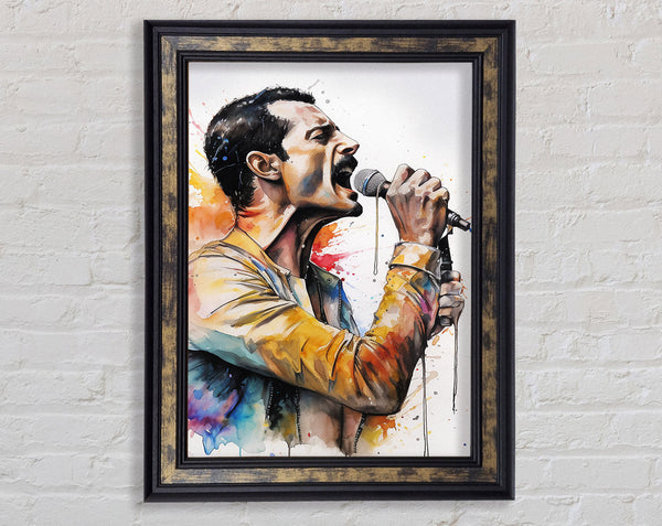 Freddie Mercury Watercolour Framed Print