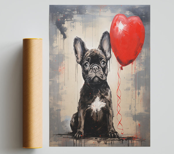 French Bulldog Heart Balloon Print